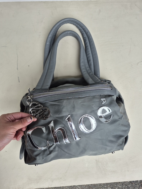 Chloe 2000s Rare Gray Logo-Embellished Women’s Satchel - Picture 6 of 15